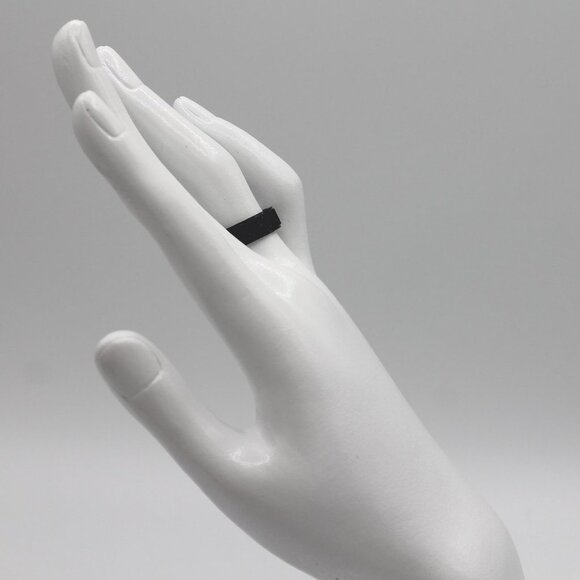 Jewelry ring band 6mm wide shiny step edge black tone titanium new - Picture 6 of 8